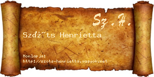 Szőts Henrietta névjegykártya